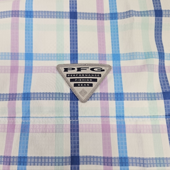Columbia PFG Plaid Vented Fishing Shirt Short Sleeve Men's Size Large Multicolor - Picture 8 of 12